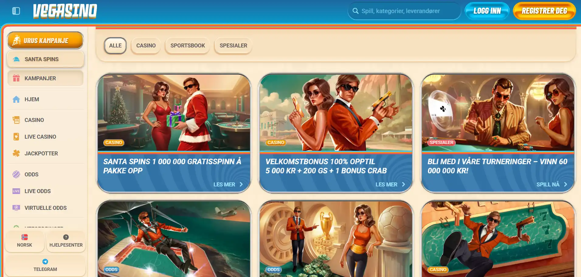 Vegasino Casino bonussseksjon