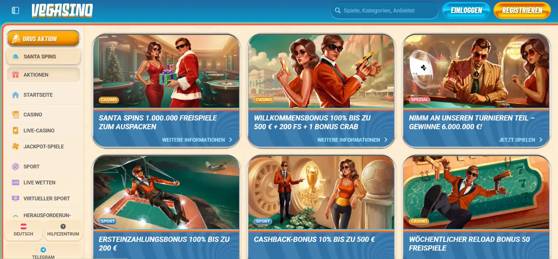 Vegasino Casino Bonusbereich